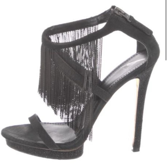 🤩 Brian Atwood Cassiane Black Fringe Heels size 7.5 🤩 - Picture 3 of 15